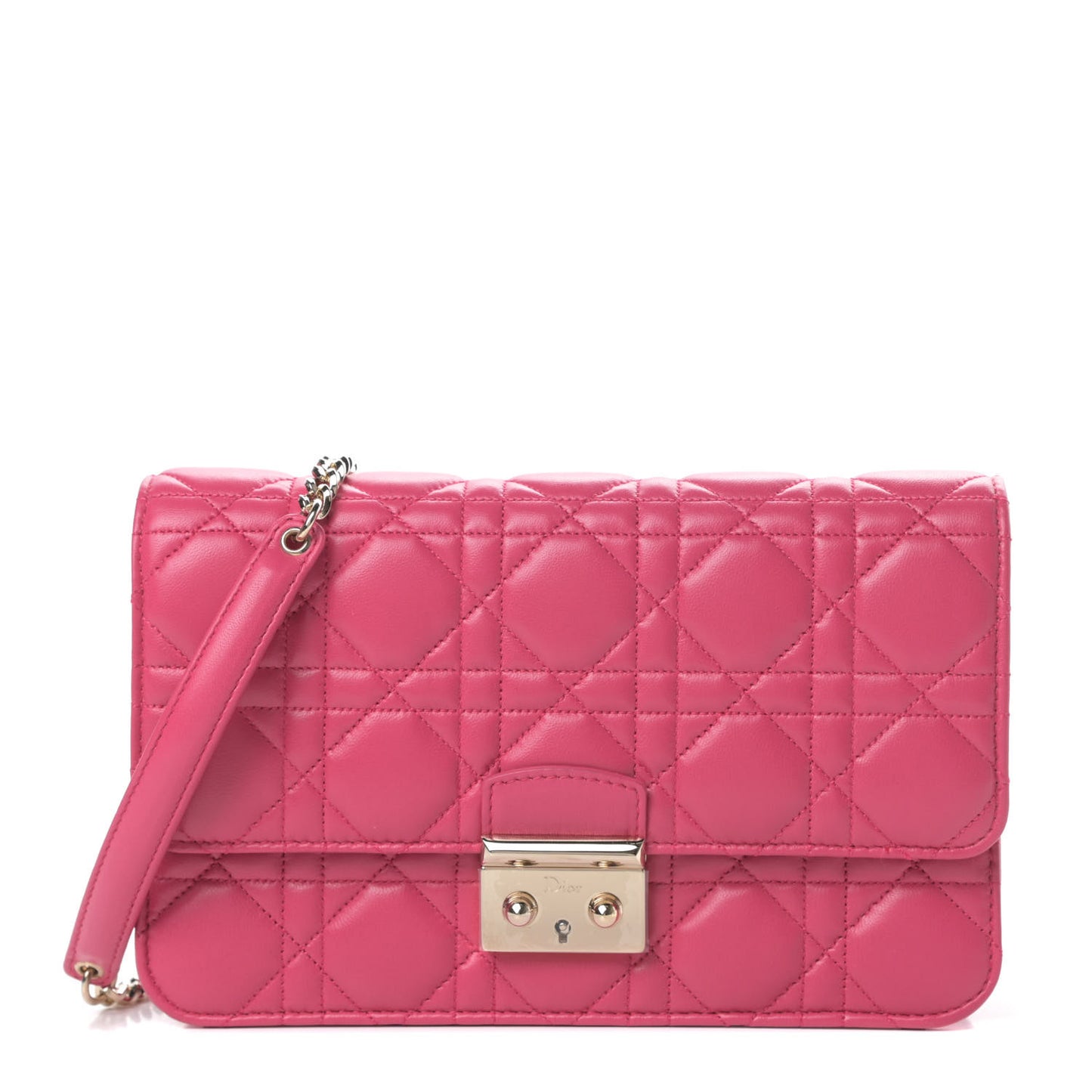 Lambskin Cannage Miss Dior Promenade Pouch Fuchsia