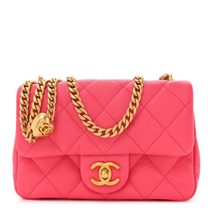 Chanel Caviar Quilted Sweetheart Mini Rectangular Flap Dark Pink 1 of 10