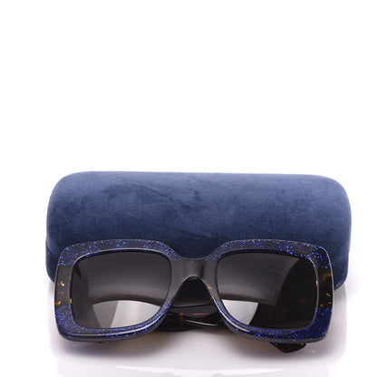 Gucci Square Frame GG0083S Sunglasses Glitter Blue Havana Brown 8 of 8