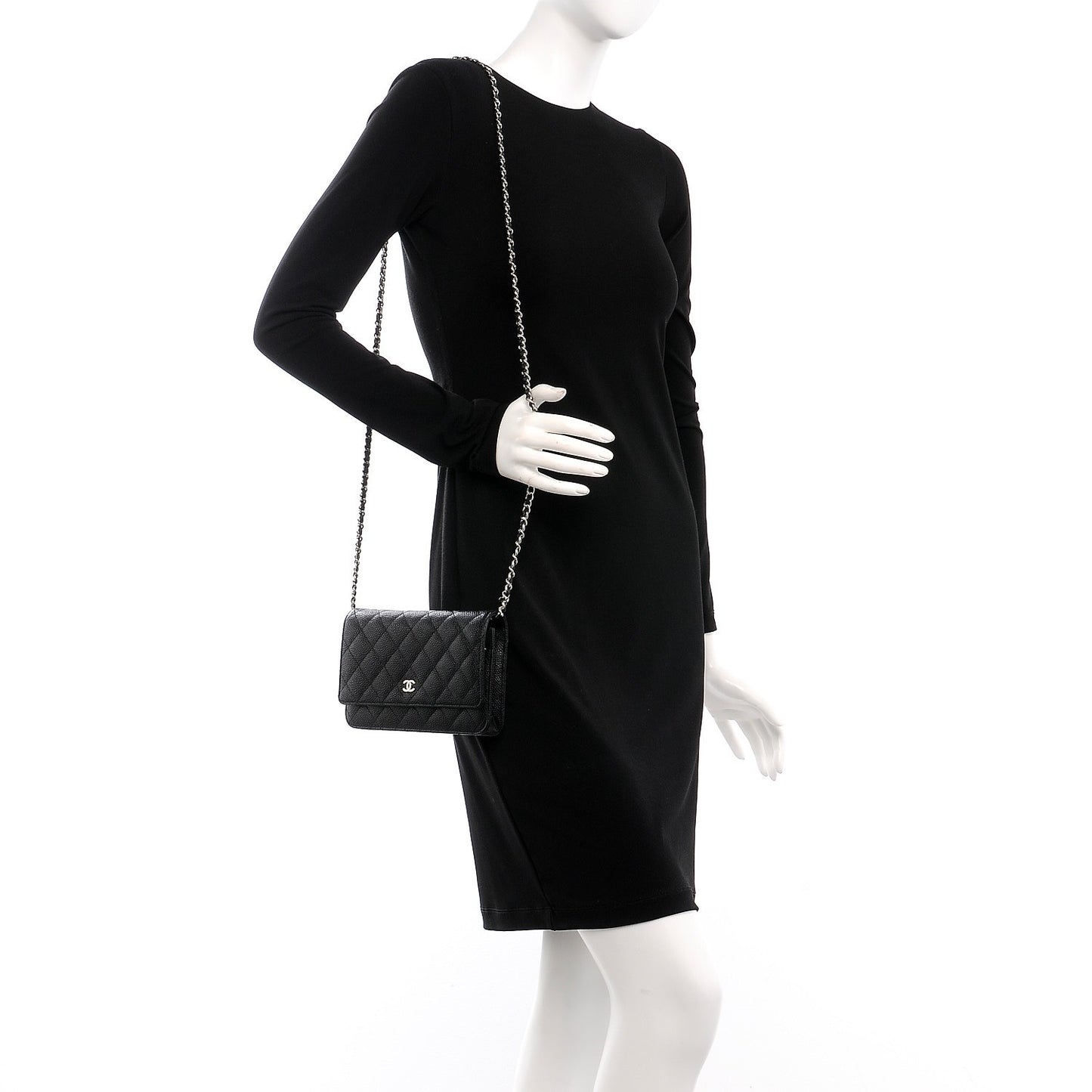 Caviar Quilted Wallet On Chain WOC Black