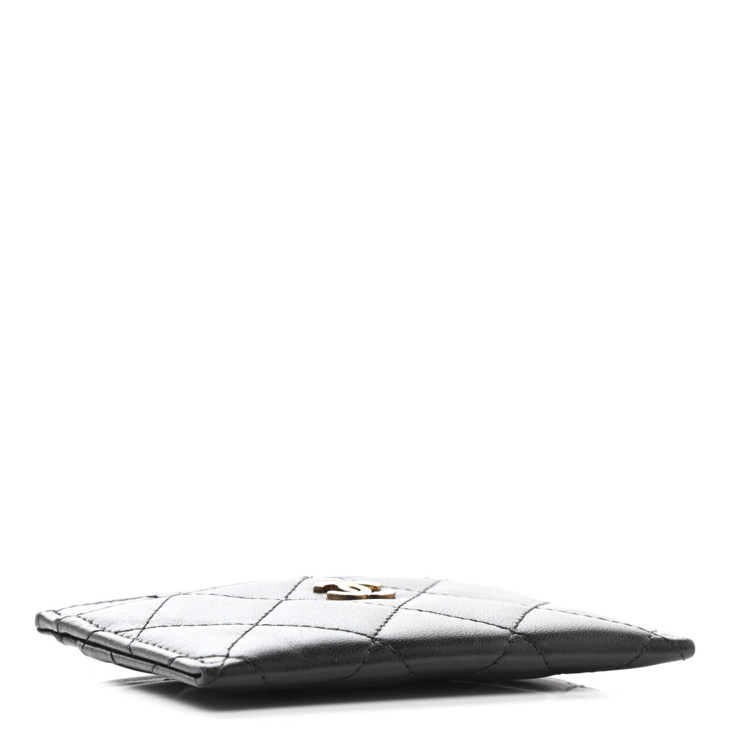 Lambskin Quilted Card Holder Black