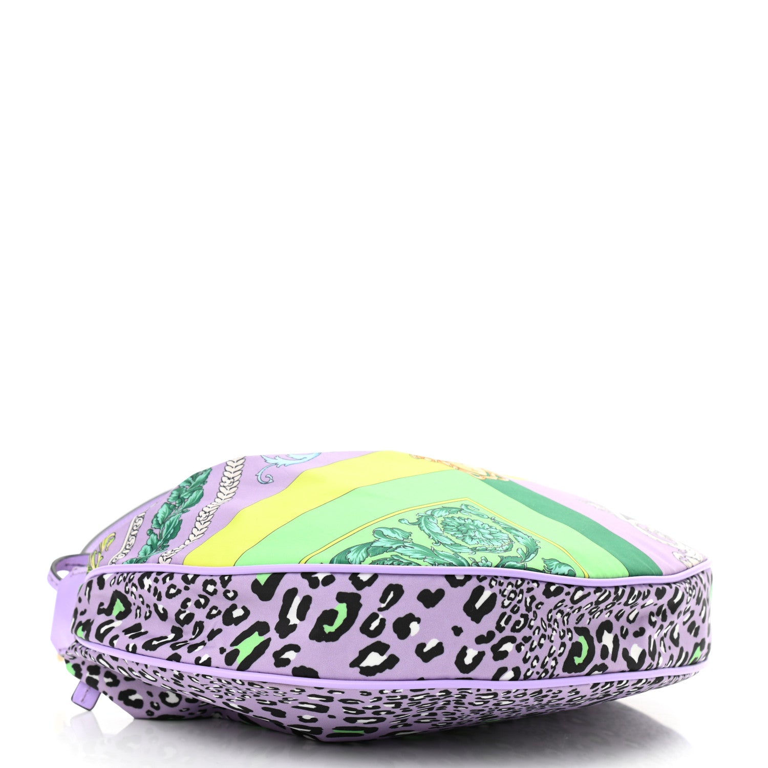 Versace Nylon Calfskin Barocco Mosaic Print Hobo Bag Jacaranda Multicolor 4 of 9