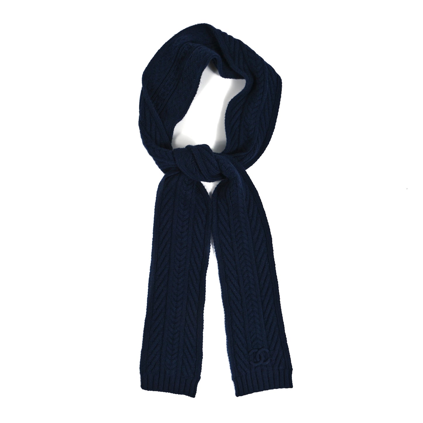 Cashmere Knit CC Scarf Blue