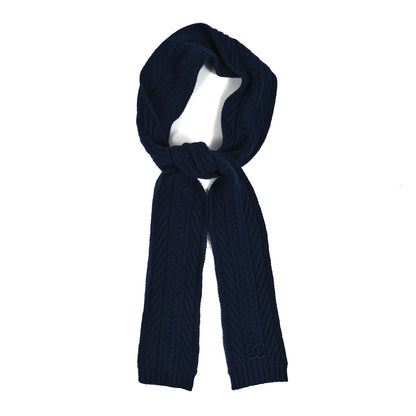 Chanel Cashmere Knit CC Scarf Blue 1 of 3