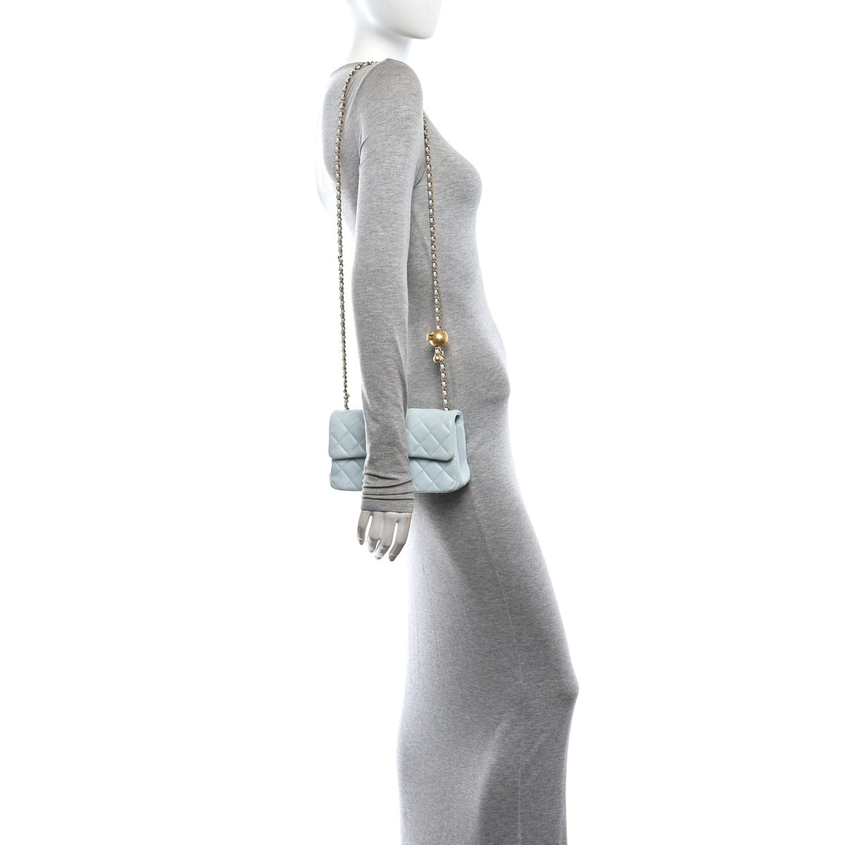 Chanel Lambskin Quilted Mini Rectangular Pearl Crush Flap Light Blue 2 of 11
