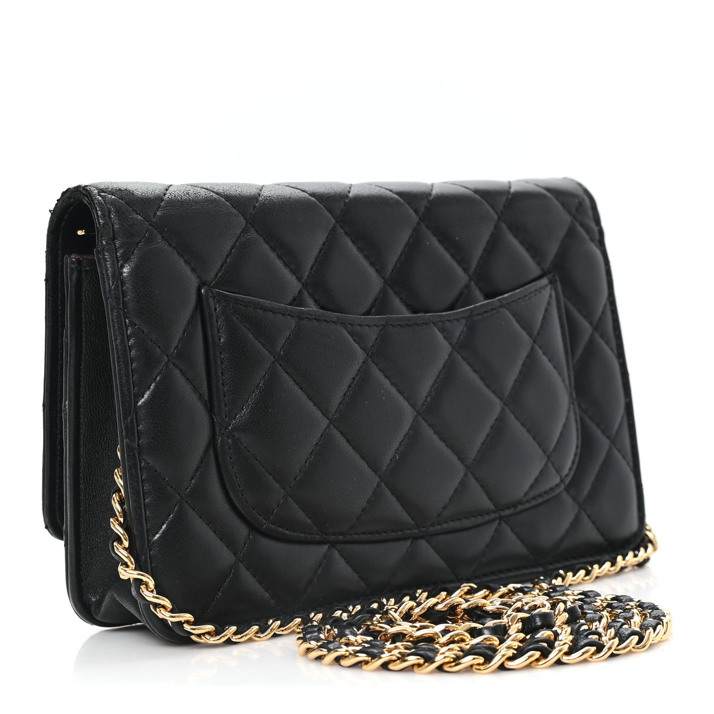 Lambskin Quilted Wallet On Chain WOC Black Black