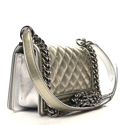 Chanel Metallic Patent Calfskin Quilted Small Boy Flap Silver 3 of 14