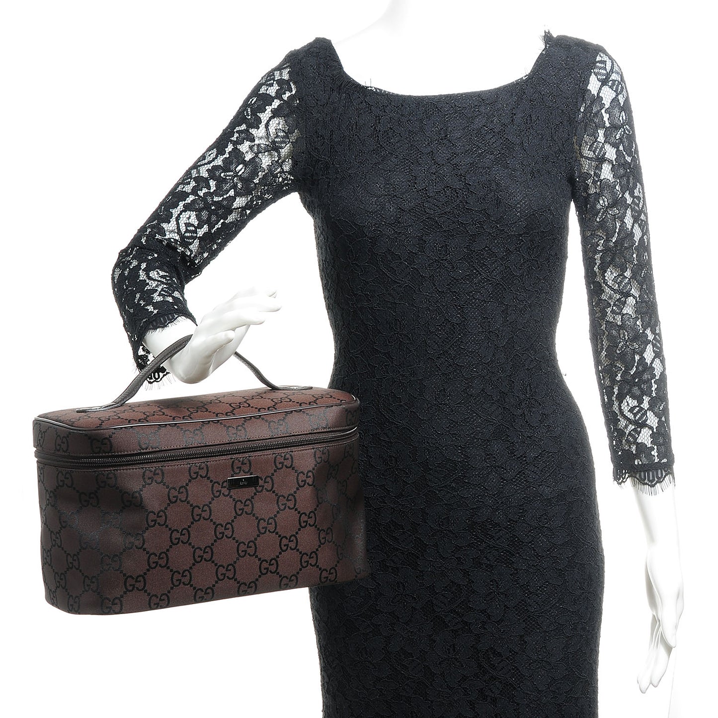 Nylon Monogram Large Cosmetic Case Brown
