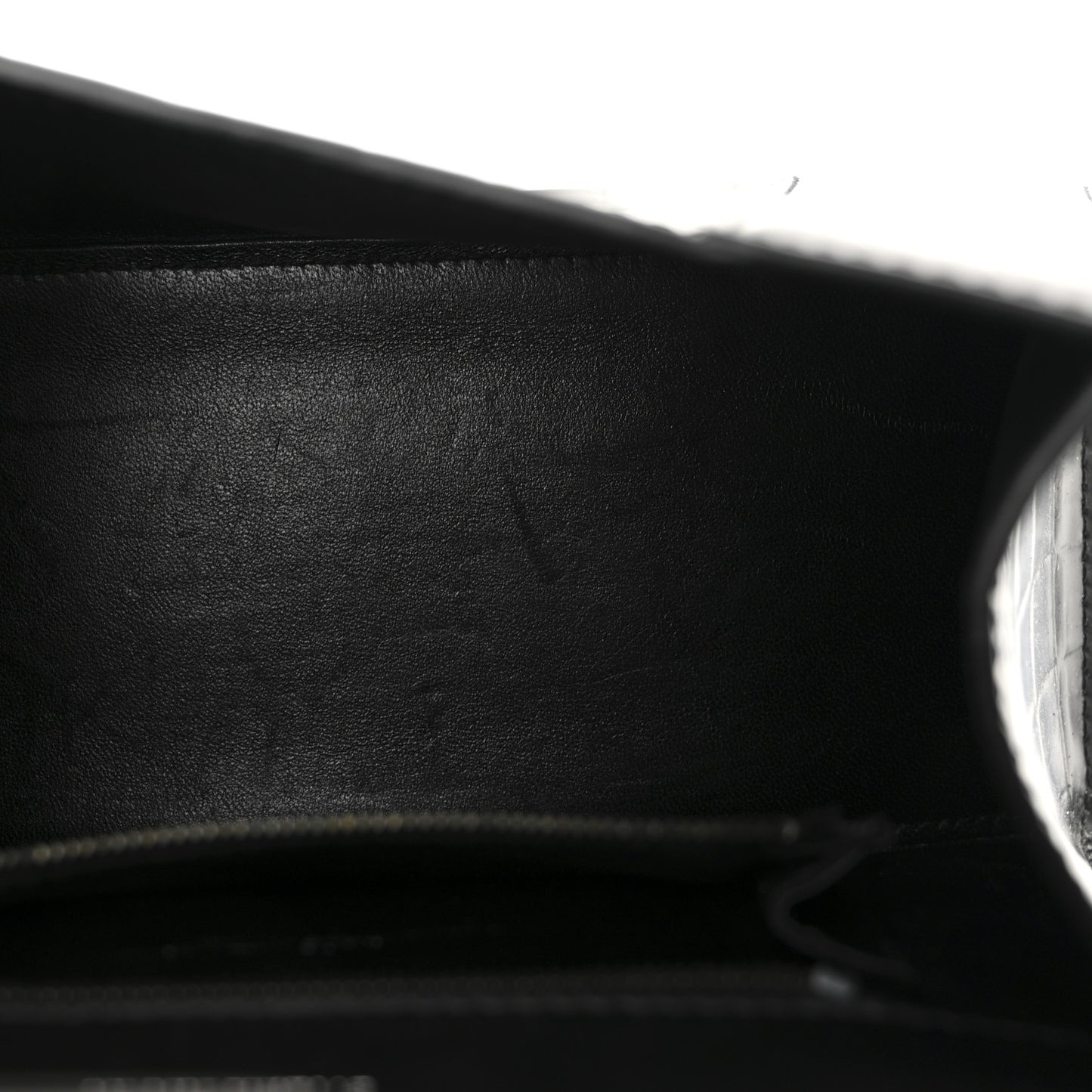 Semi Matte Calfskin Monochrome Crocodile Embossed Small Hourglass Top Handle Bag Black