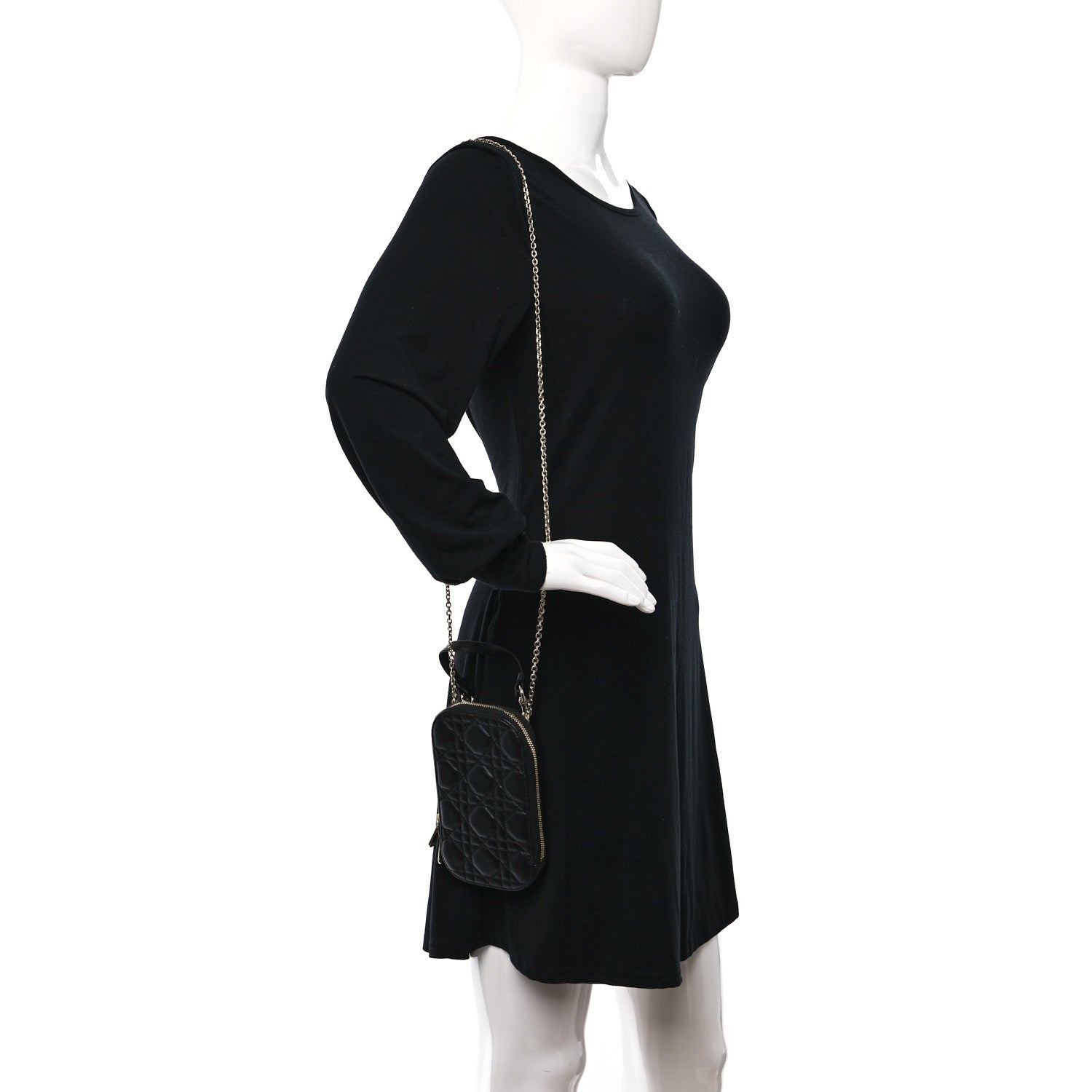 Christian Dior Lambskin Cannage Lady Dior Phone Holder Black 2 of 10