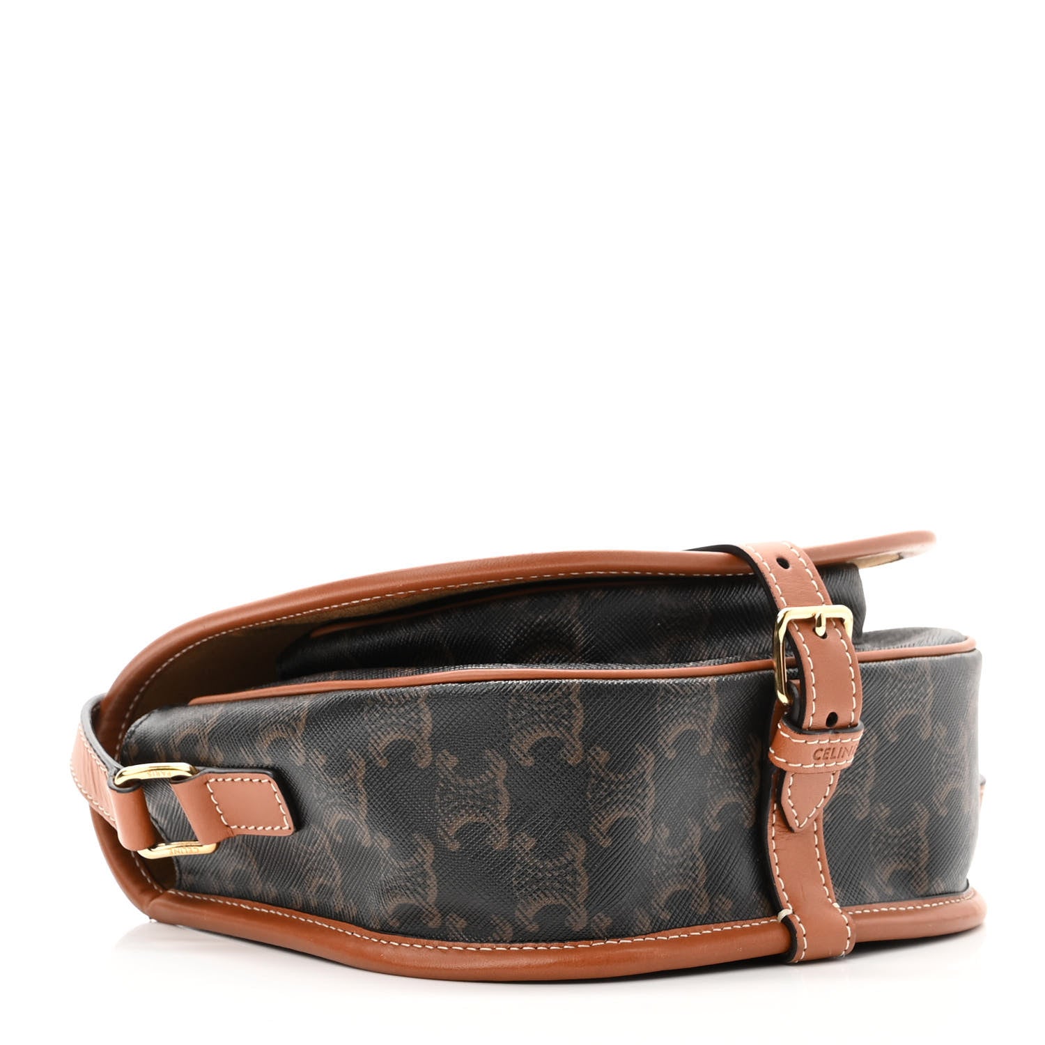 Celine Triomphe Canvas Medium Folco Bag Tan 4 of 10
