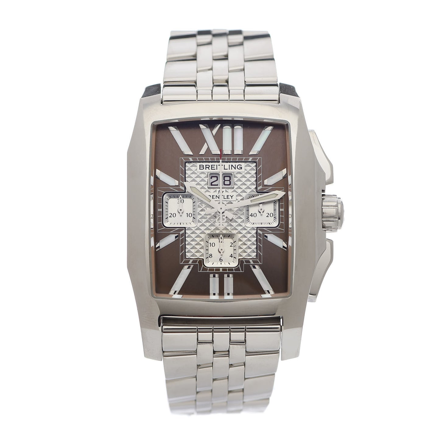 Stainless Steel Mother of Pearl 39mm Bentley Flying B Chronograph Automatic Watch Brown A44365