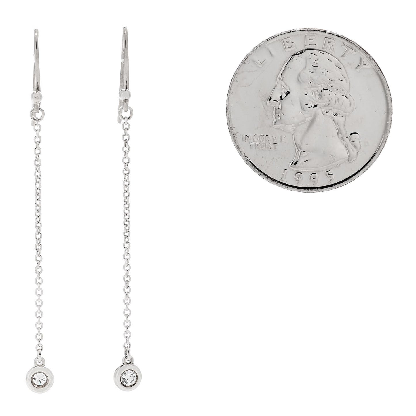 Sterling Silver Diamond .10ct Elsa Peretti Diamonds by the Yard Drop Earrings