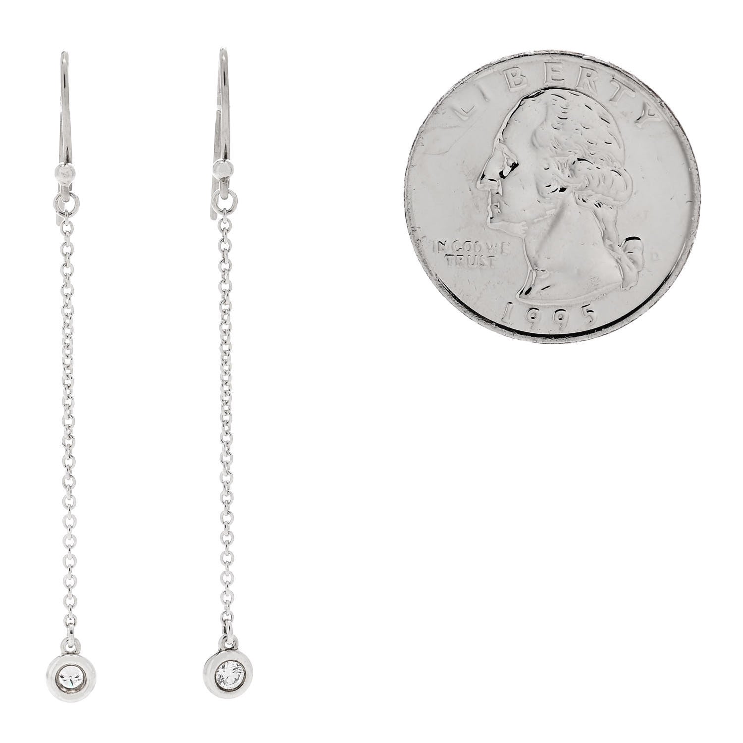 Tiffany Sterling Silver Diamond .10ct Elsa Peretti Diamonds by the Yard Drop Earrings 2 of 3