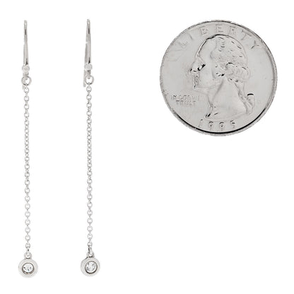 Tiffany Sterling Silver Diamond .10ct Elsa Peretti Diamonds by the Yard Drop Earrings 2 of 3