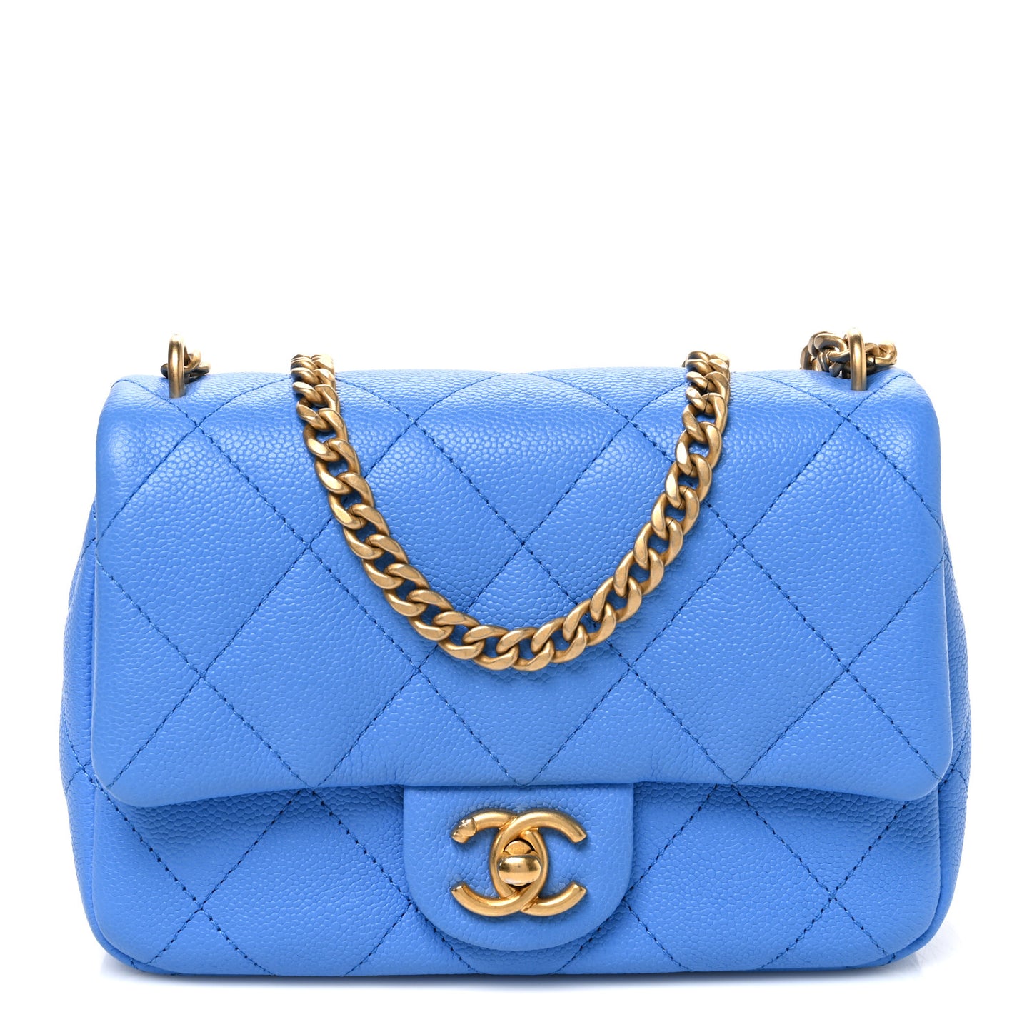 Caviar Quilted Mini Sweetheart Flap Blue