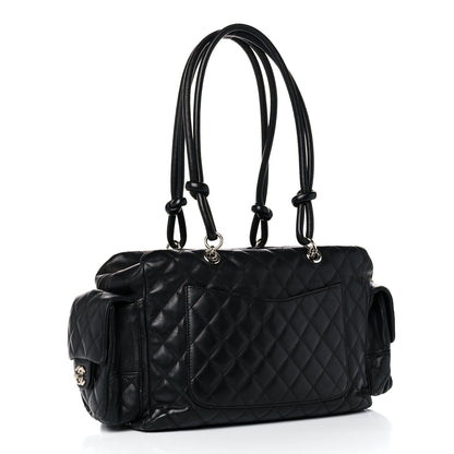 Chanel Calfskin Quilted Large Cambon Multipocket Reporter Black White 3 of 18