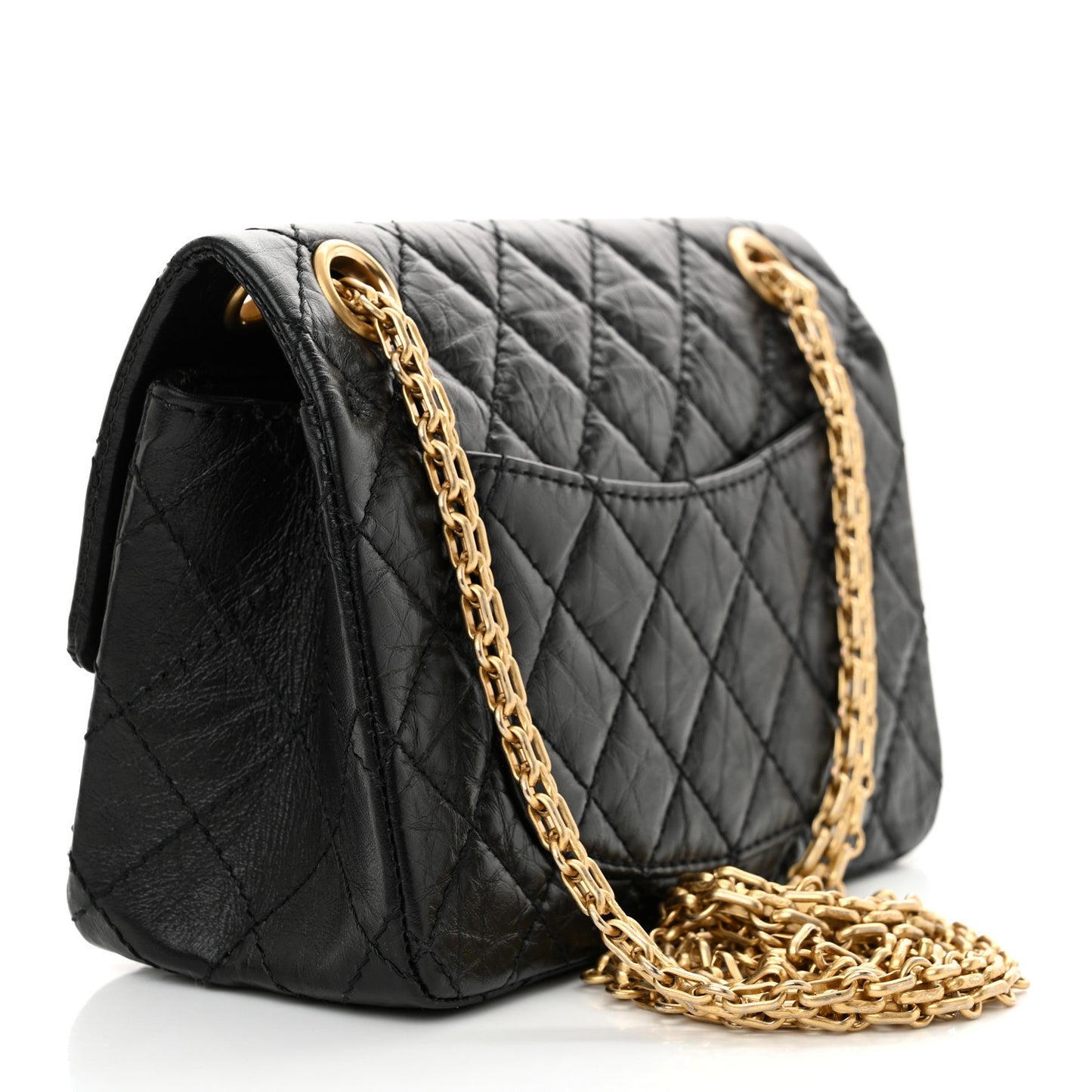 Aged Calfskin Quilted 2.55 Reissue Mini Flap Black