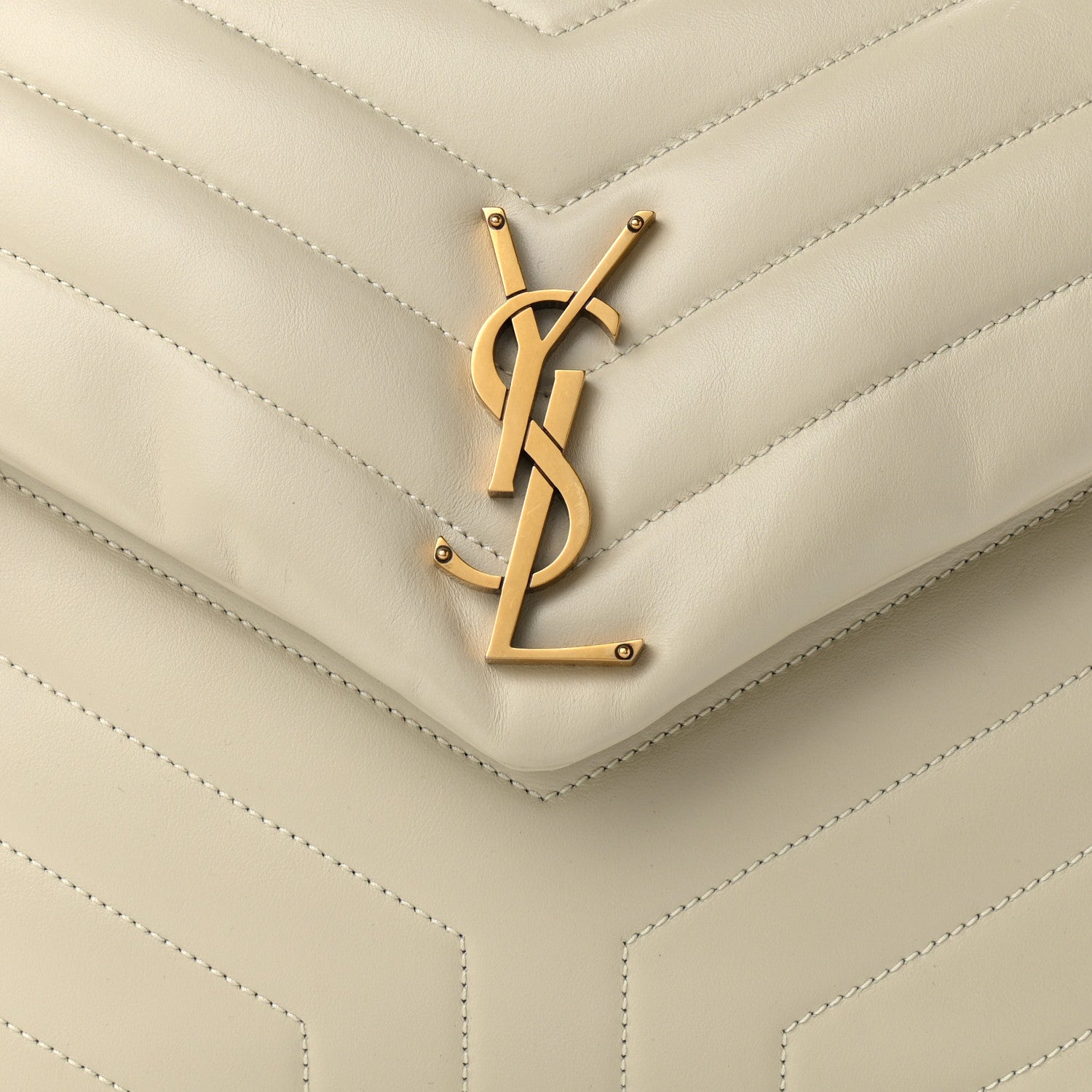 Saint Laurent Calfskin Y Quilted Monogram Medium Loulou Chain Satchel Crema Soft 8 of 12