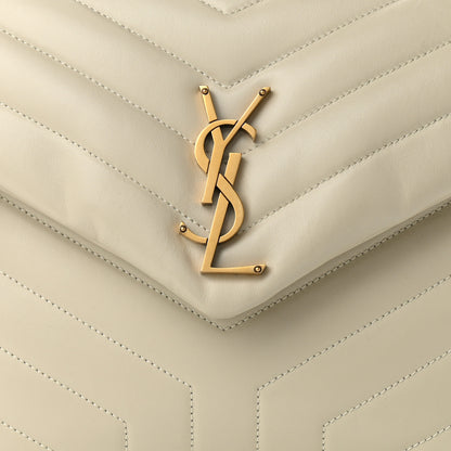Saint Laurent Calfskin Y Quilted Monogram Medium Loulou Chain Satchel Crema Soft 8 of 12
