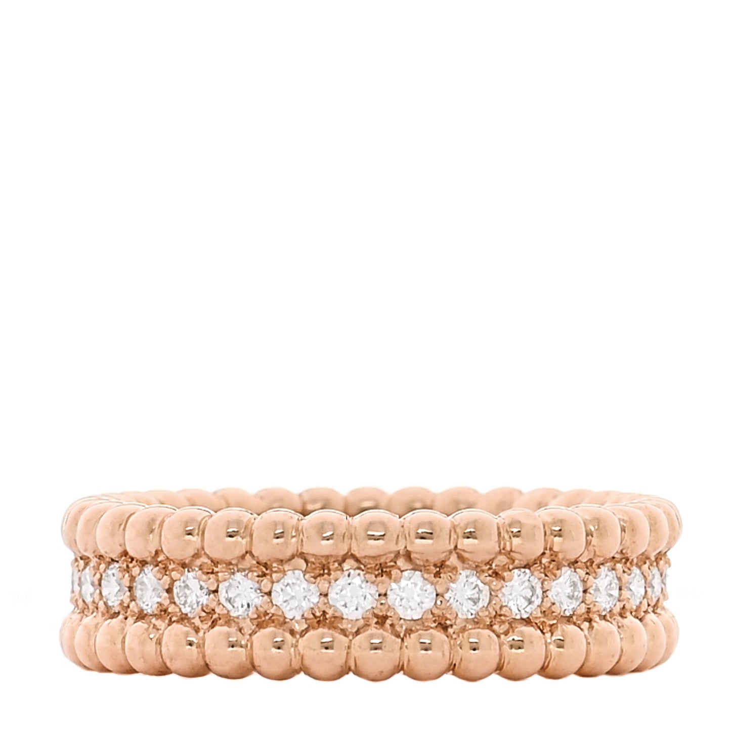 18K Rose Gold Diamond Perlee 1 Row Ring 52 6