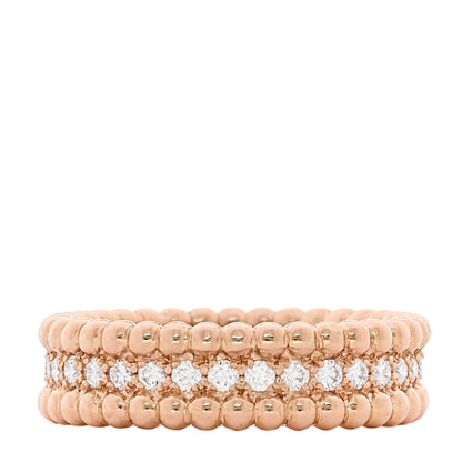 Van Cleef & Arpels 18K Rose Gold Diamond Perlee 1 Row Ring 52 6 1 of 5
