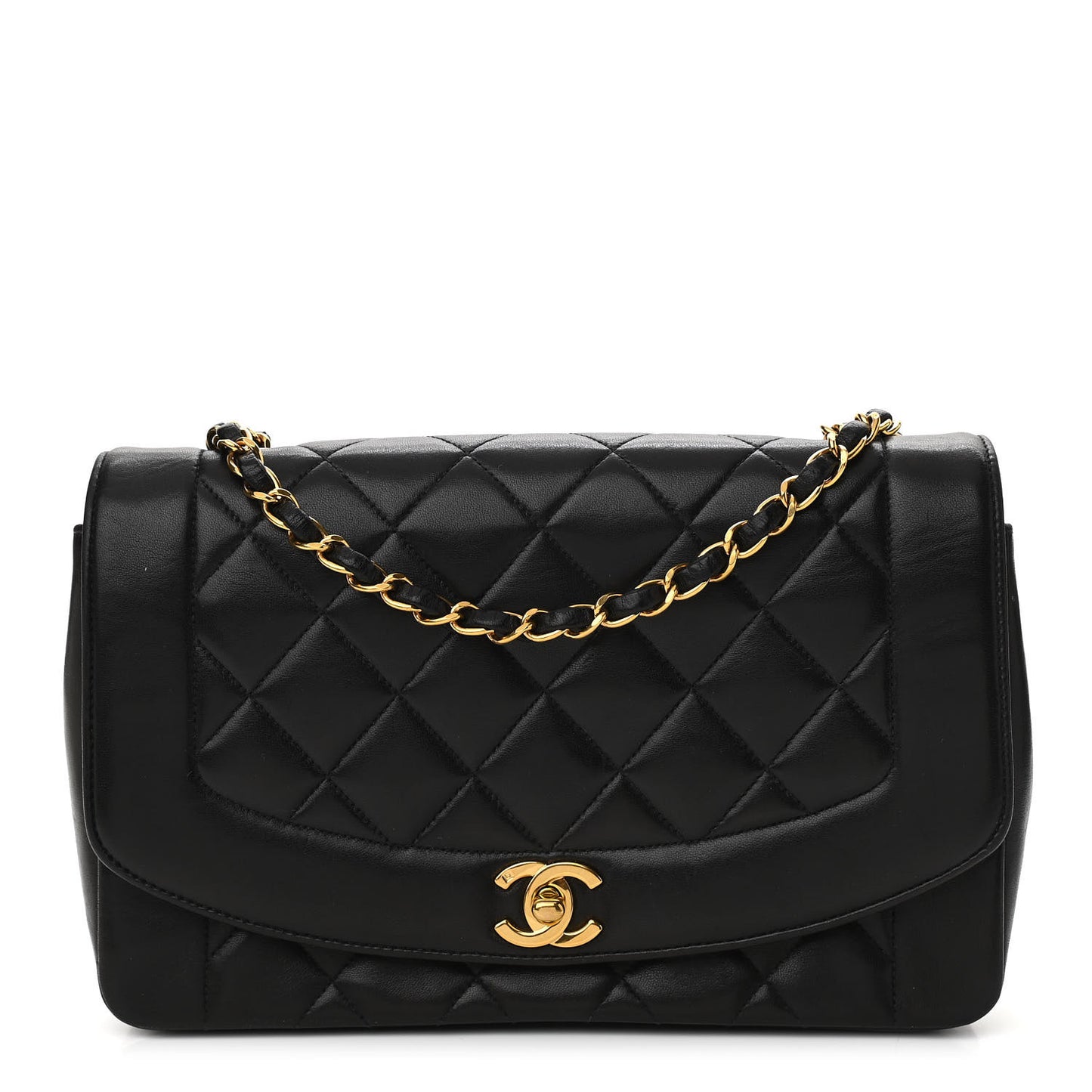 Lambskin Quilted Medium Single Flap Black
