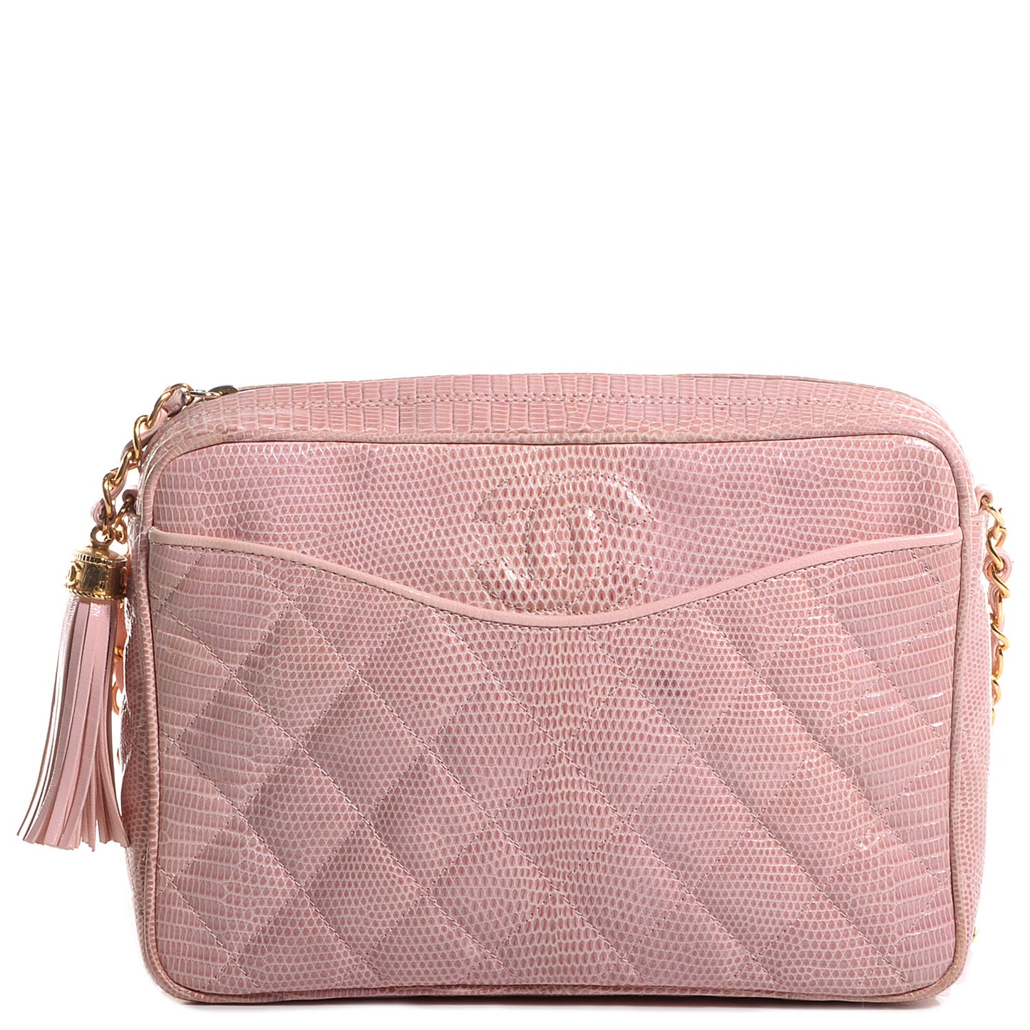 Quilted Lizard Tassel Camera Case Pink