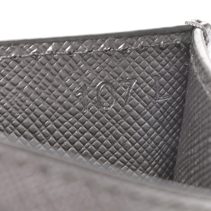 Prada Metallic Saffiano Triangle Card Holder Cromo 6 of 6