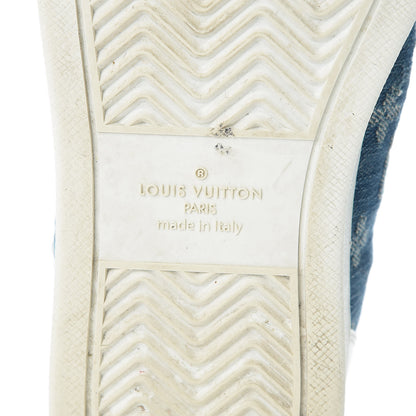 Louis Vuitton Calfskin Monogram Denim Rivoli High Top Sneakers 7.5 White 8 of 16