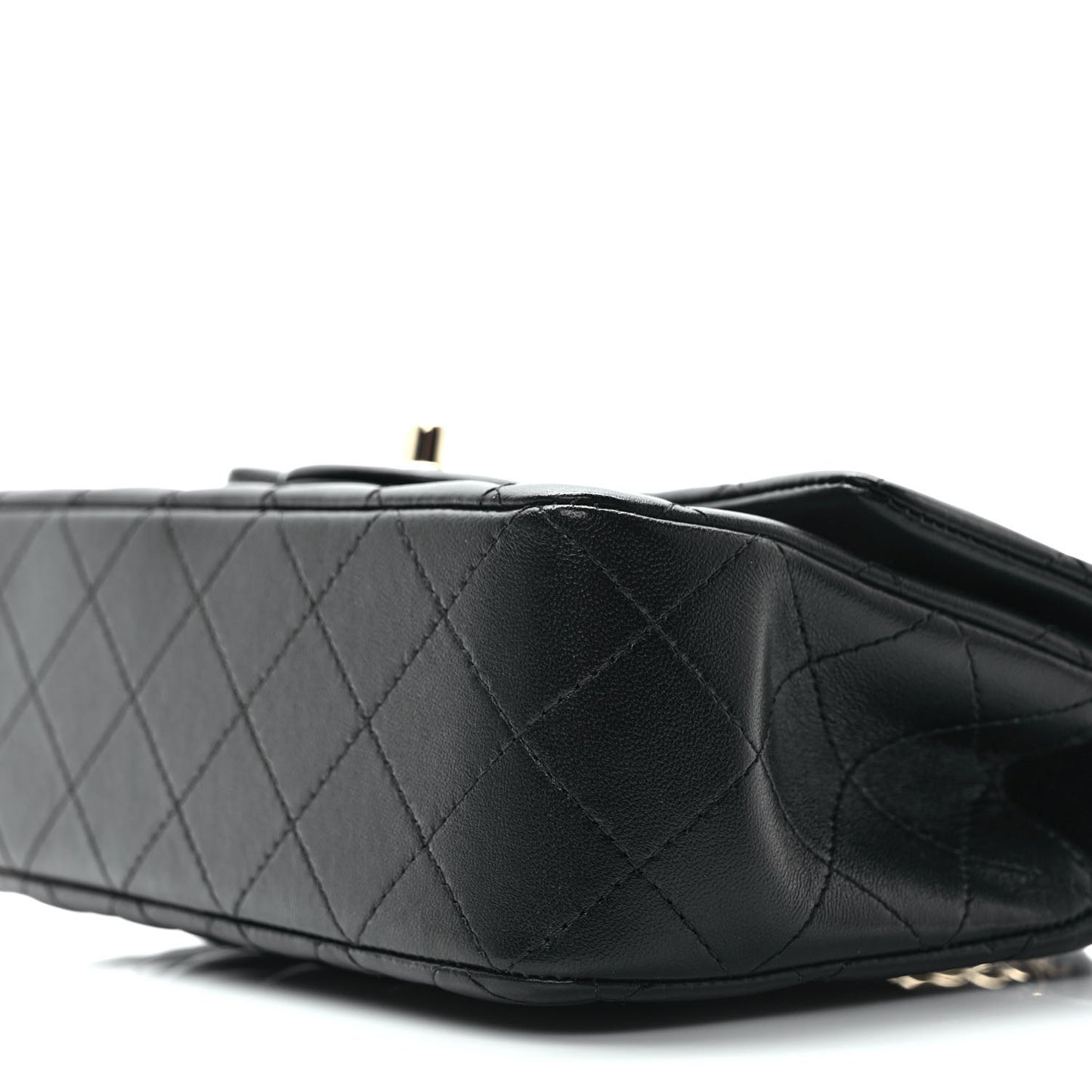 Lambskin Quilted Mini Top Handle Rectangular Flap Black
