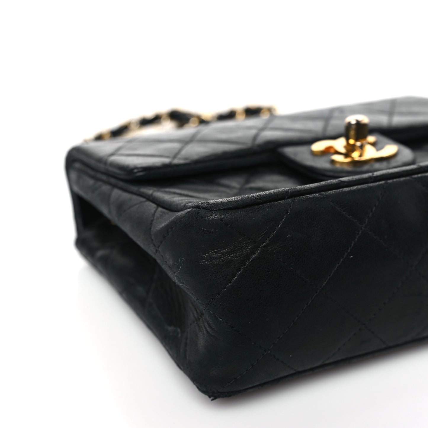 Lambskin Quilted Mini Square Flap Bag Black