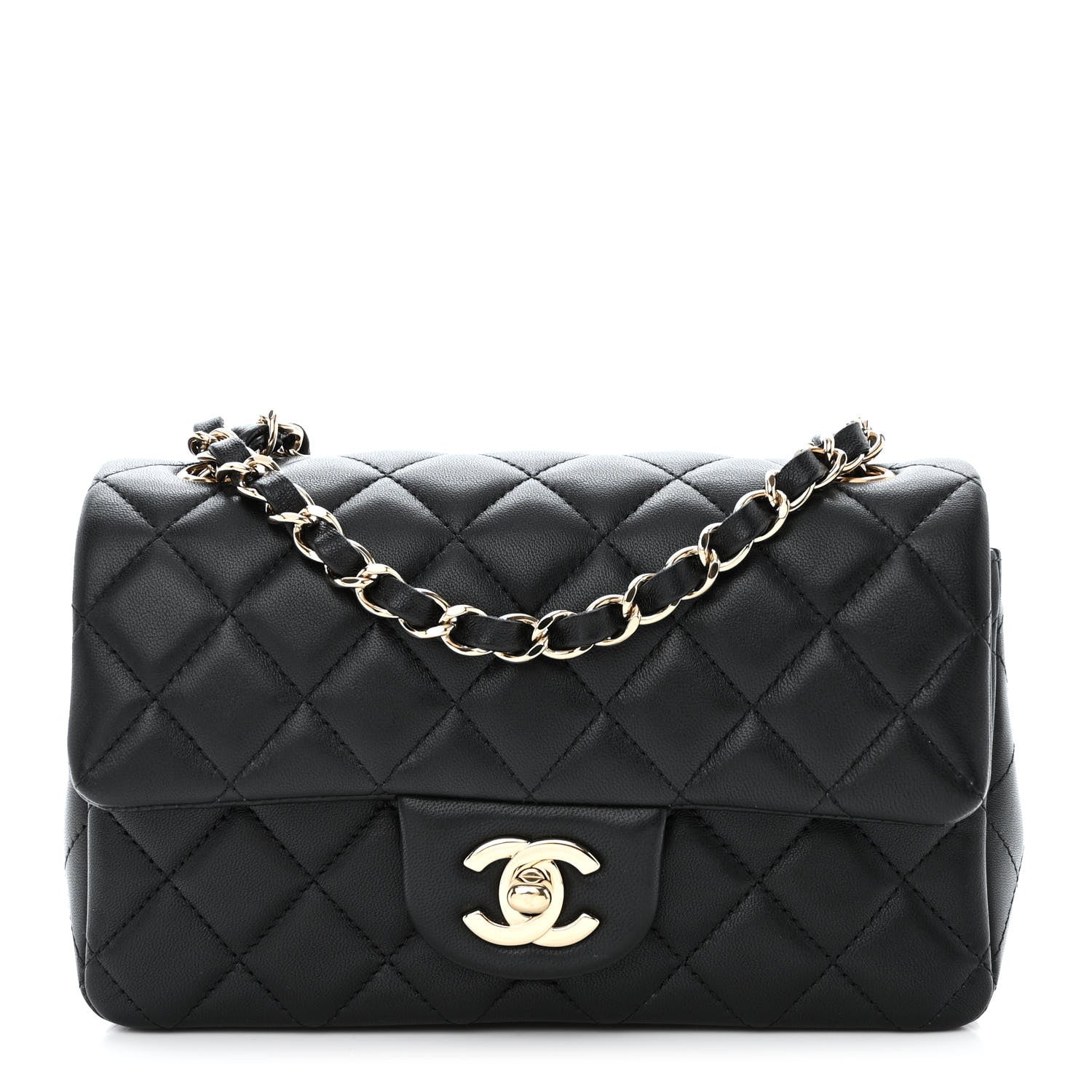 Chanel Lambskin Quilted Mini Rectangular Flap Black 1 of 13