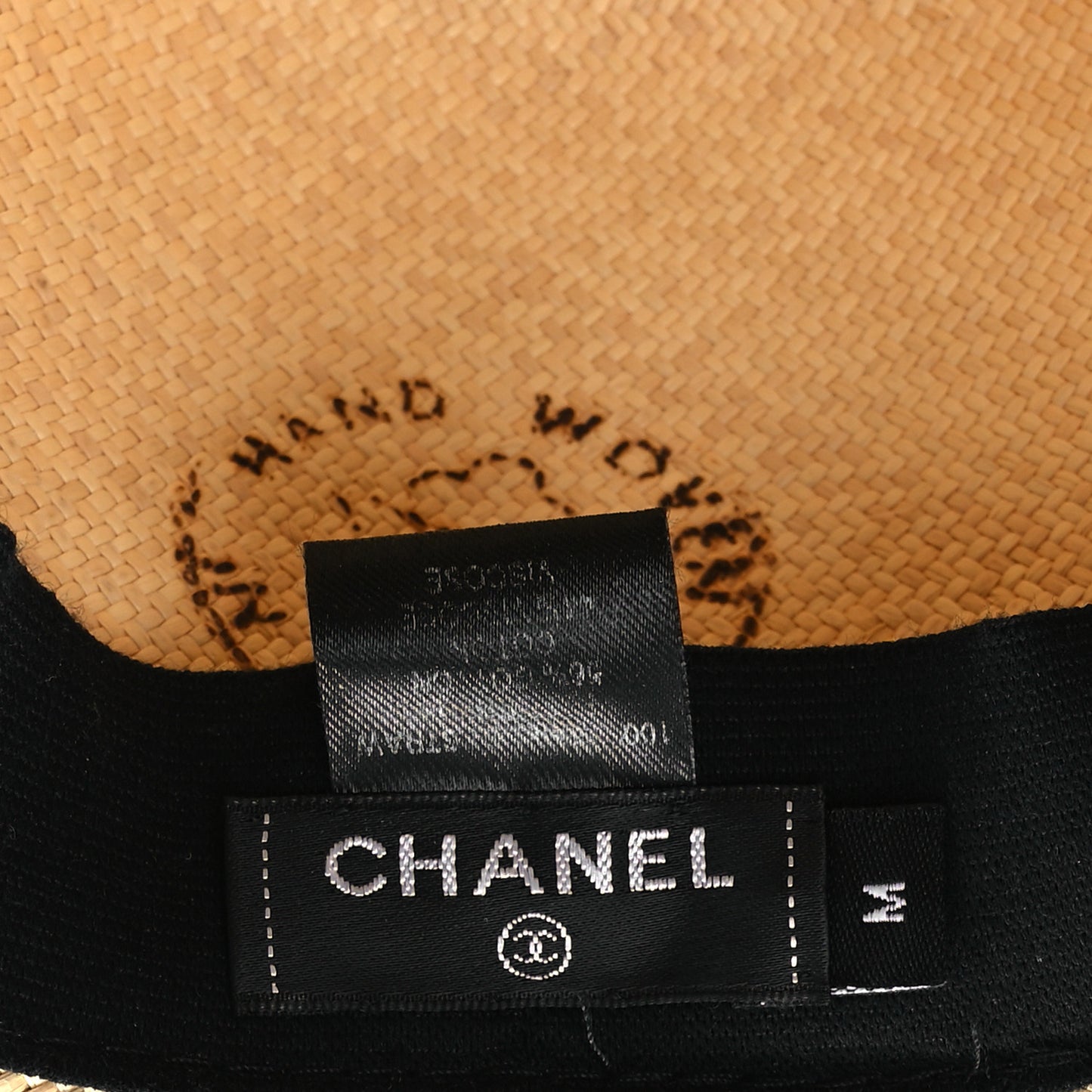 Straw Grosgrain Ribbon Fedora Hat M Beige Black