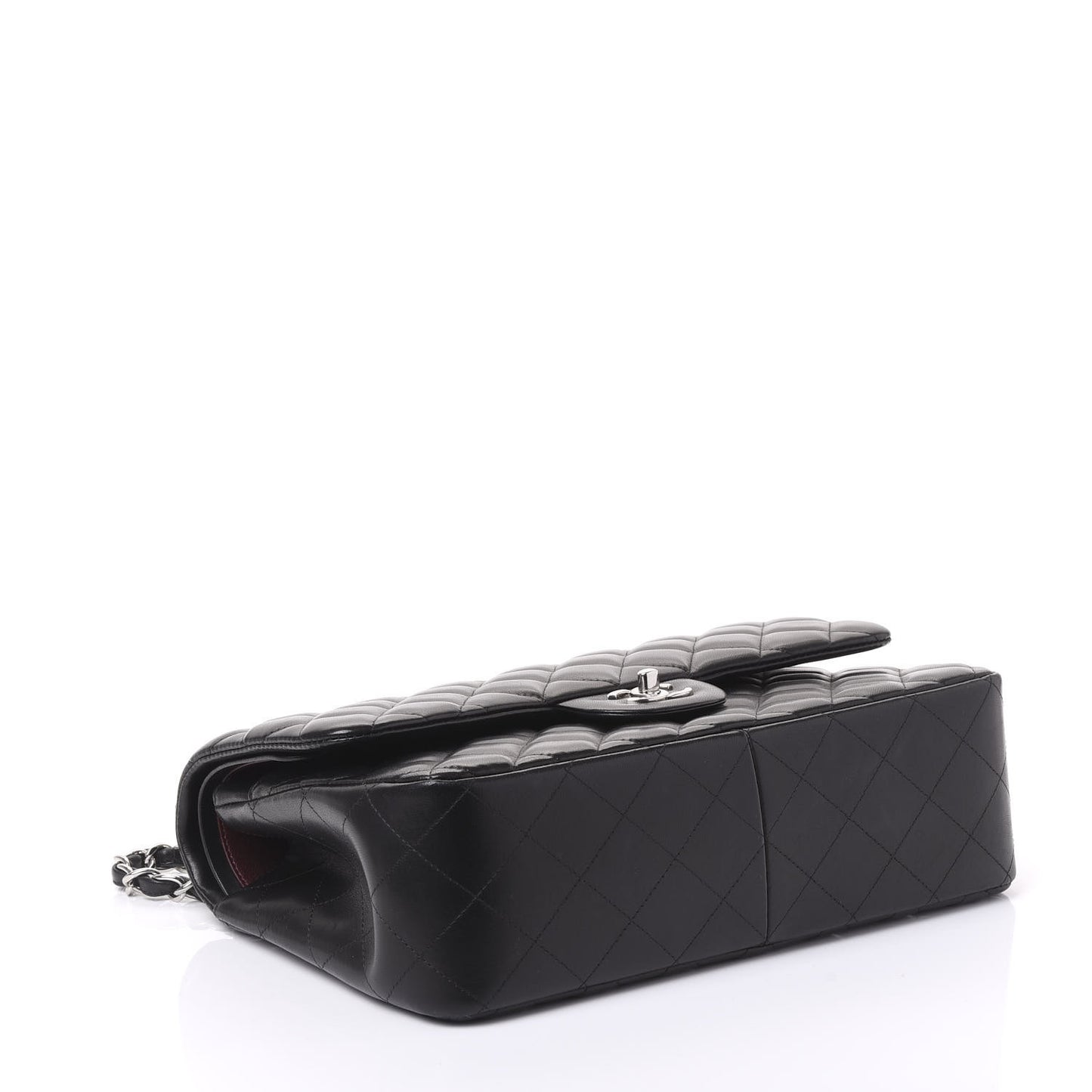 Lambskin Quilted Jumbo Double Flap Black