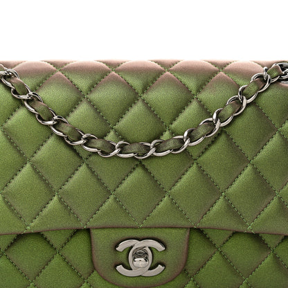 Chanel Iridescent Lambskin Quilted Medium Double Flap Green 8 of 13