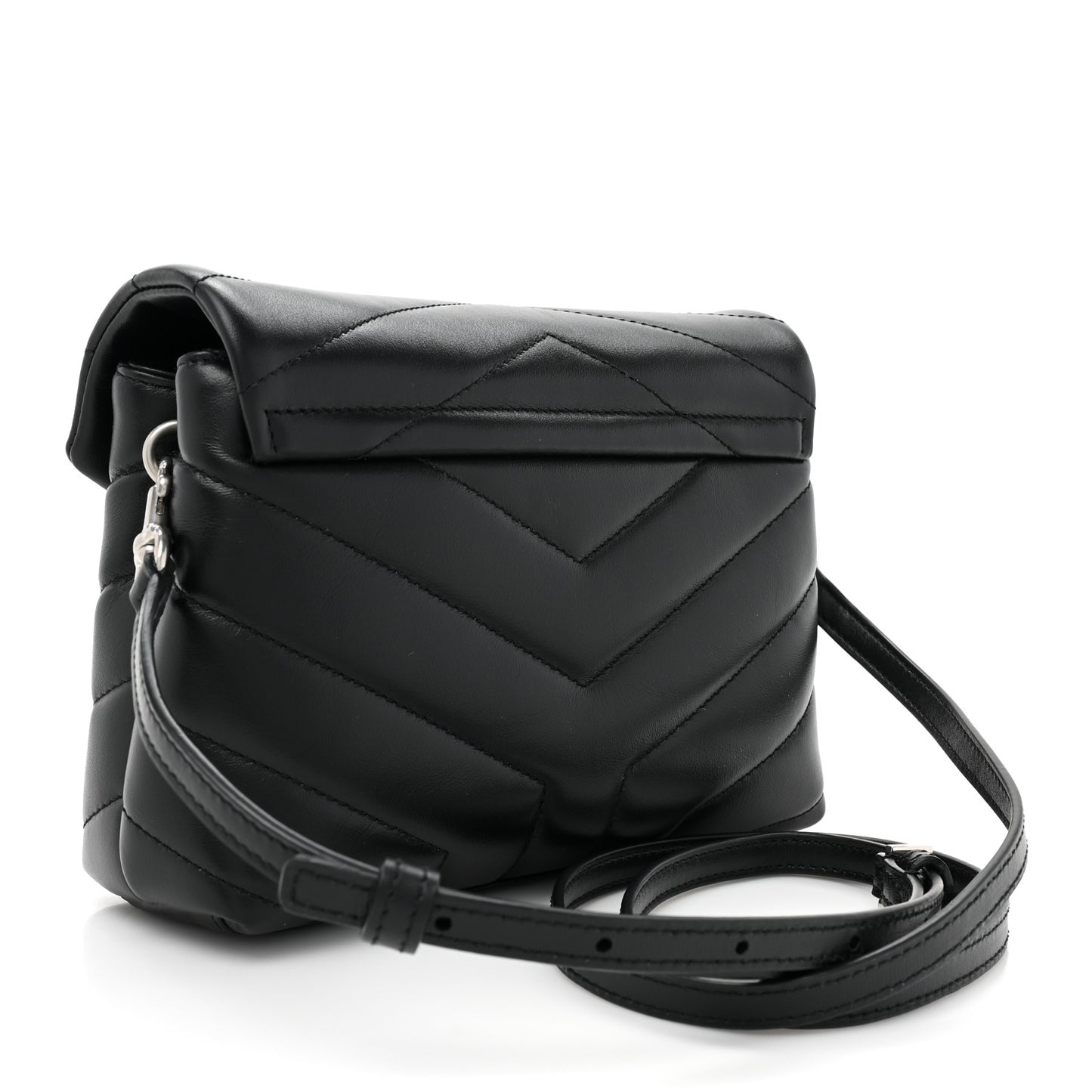Calfskin Y Quilted Monogram Toy Loulou Crossbody Bag Black