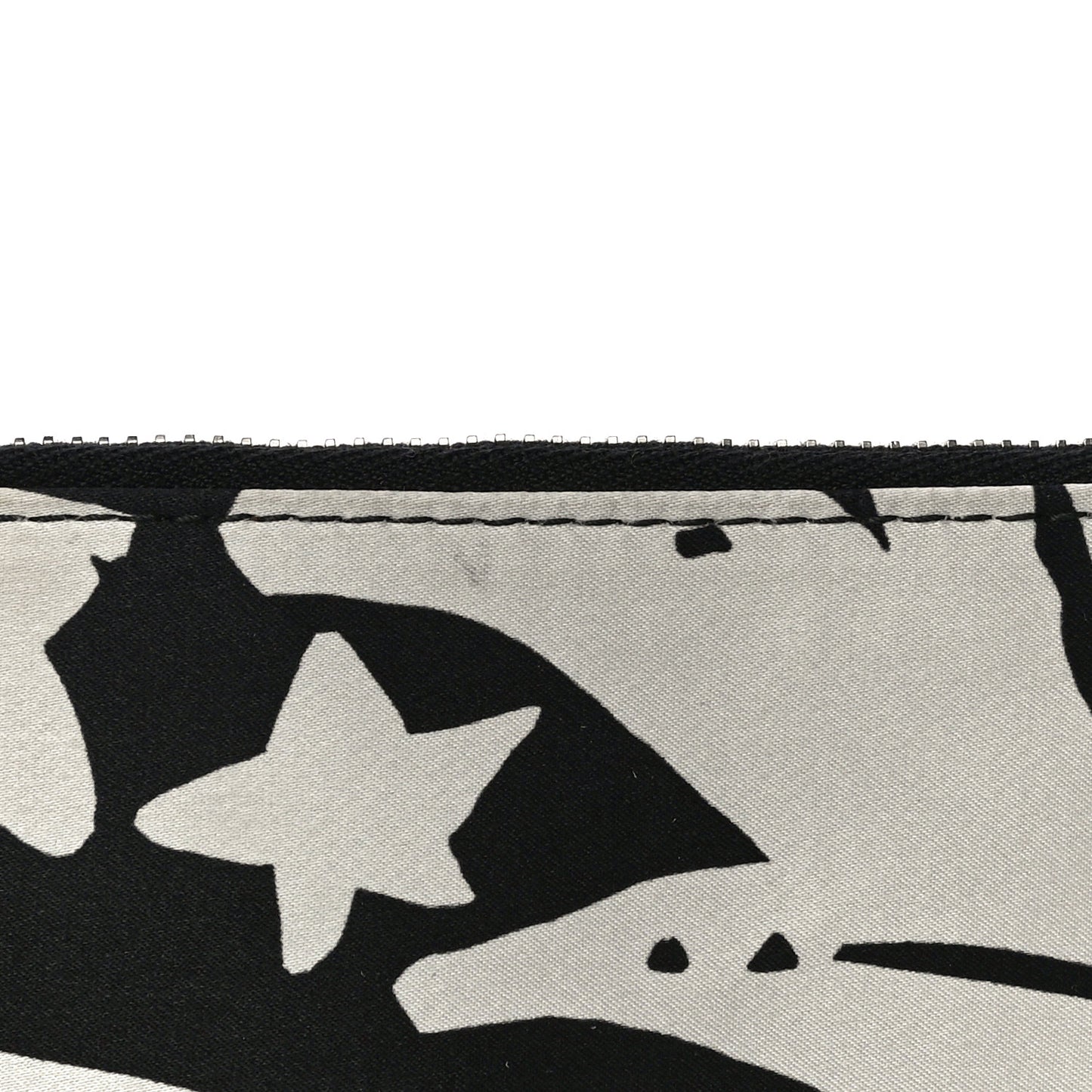 Silk Unicorn Print Skull Zip Pouch Black White