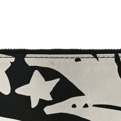 Alexander McQueen Silk Unicorn Print Skull Zip Pouch Black White 13 of 14