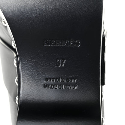Hermes Calfskin Calya Mules 37 Black 7 of 8