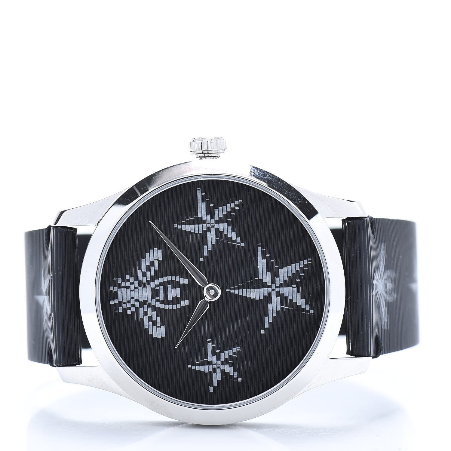 Gucci Stainless Steel Calfskin 38mm G-Timeless Bee Star Hologram Quartz Watch Black 3 of 8