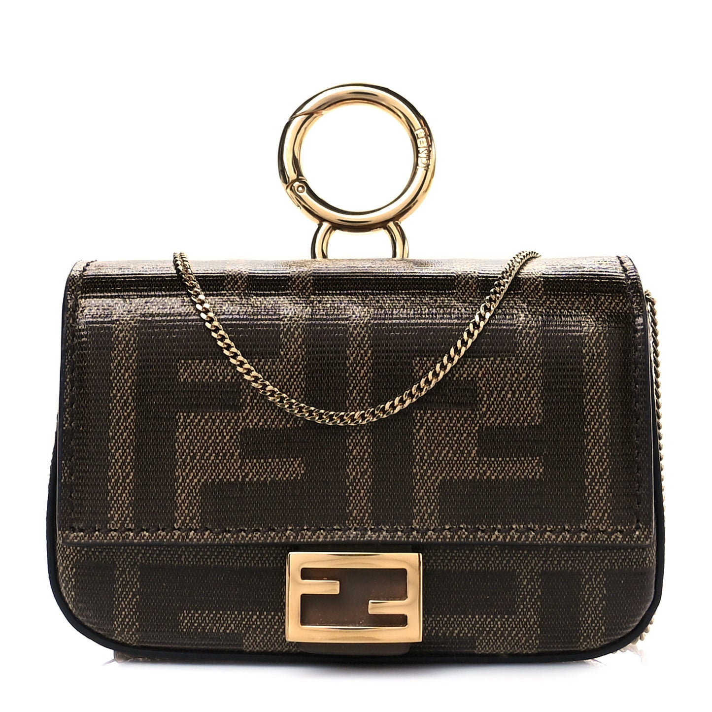 Glazed Fabric FF 1974 Nano Baguette Charm Mogano Panna