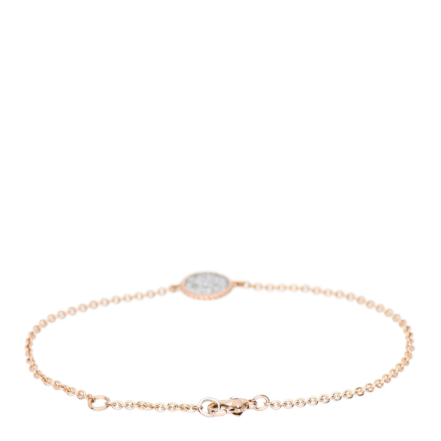 18K Rose Gold Diamond Cable Collectibles Pave Charm Bracelet