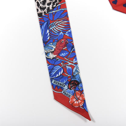Hermes Silk Jungle Love Love Twilly Rouge Marine Fauve 5 of 5