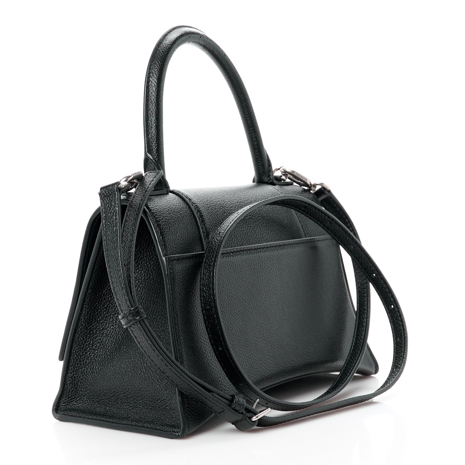 Balenciaga Grained Calfskin Small Hourglass Top Handle Bag Black 3 of 11