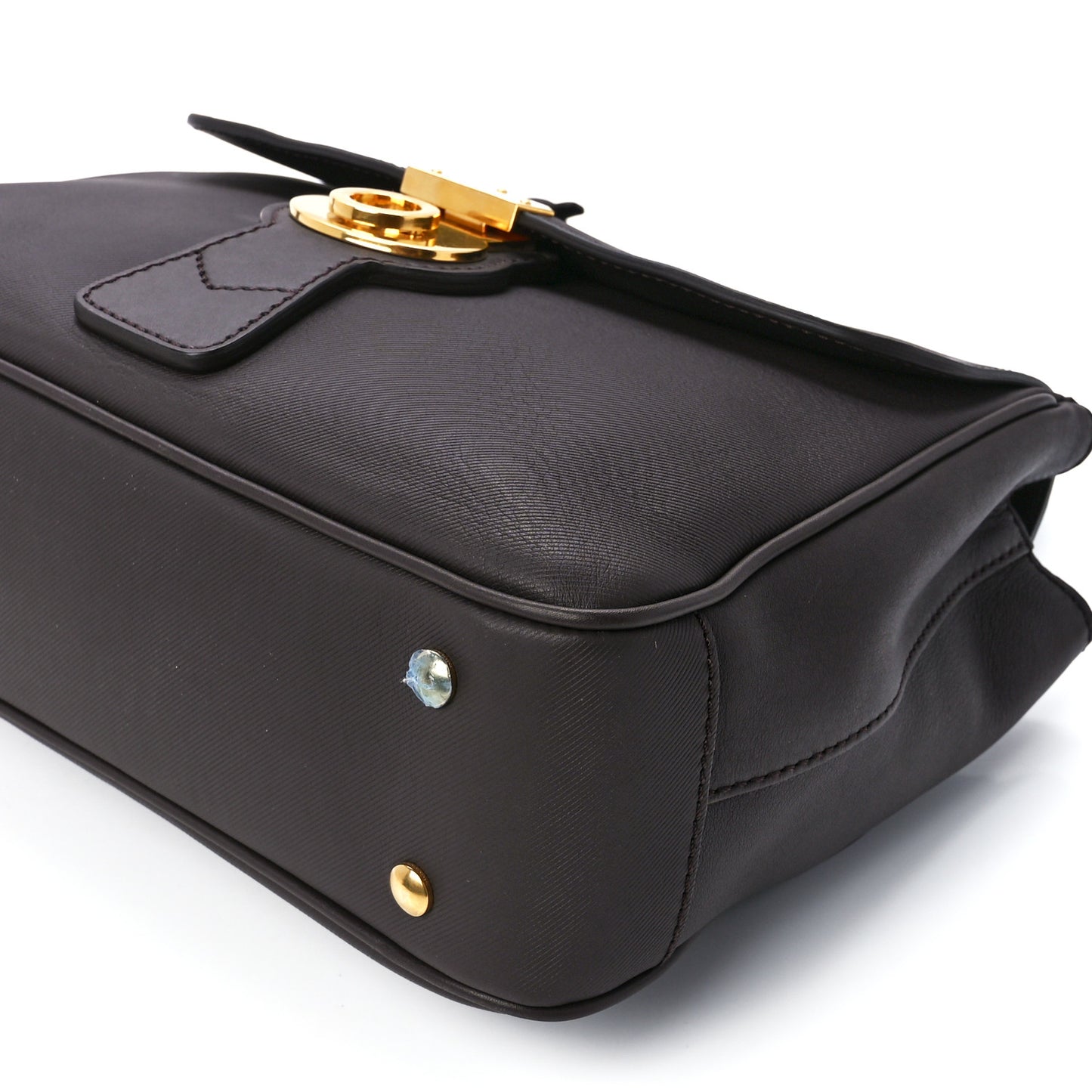 Trench Calfskin Medium DK88 Top Handle Bag Dark Chocolate