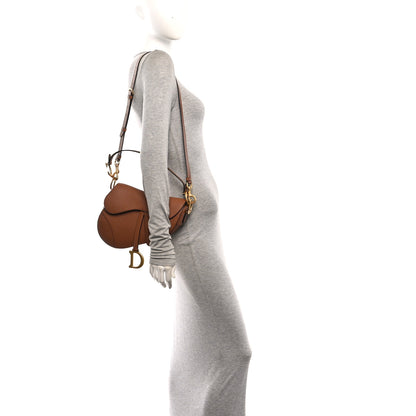 Christian Dior Grained Calfskin Saddle Bag With Strap Golden Saddle 2 of 10
