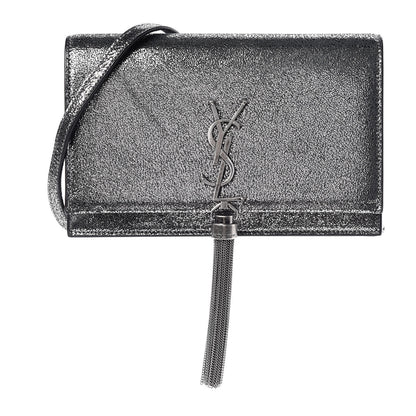 Saint Laurent Metallic Suede Star 3D Monogram Tassel Chain Wallet Acciaio Black 1 of 9