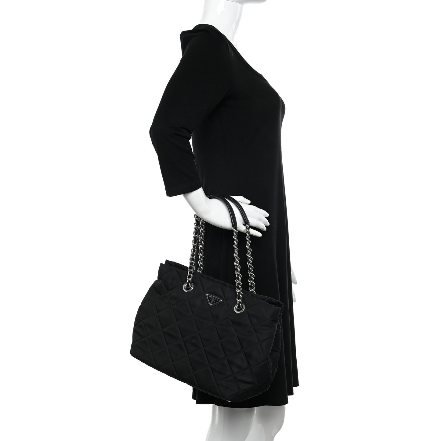 Nylon Tessuto Impuntu Quilted Tote Black