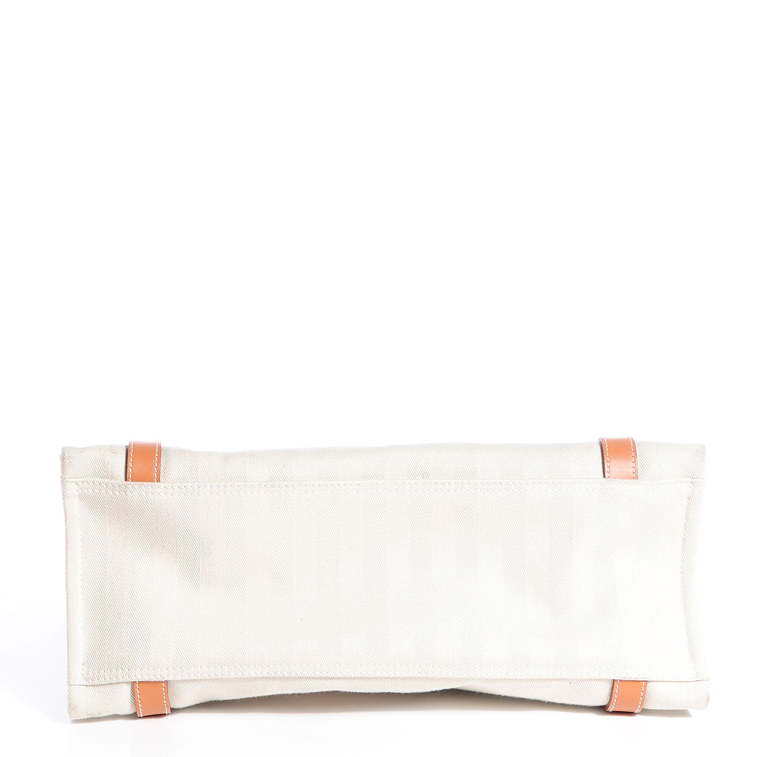Hermes Natural Hunter Calfskin Toile Chevron Cabalicol Tote Chalk 10 of 13